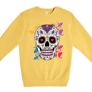 Candy Floral Graphic Skull Design Premium Crewneck Sweatshirt