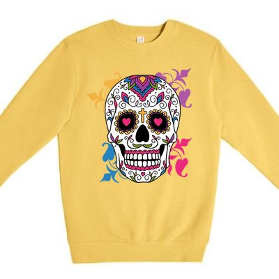 Candy Floral Graphic Skull Design Premium Crewneck Sweatshirt