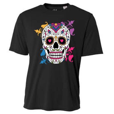 Candy Floral Graphic Skull Design Cooling Performance Crew T-Shirt