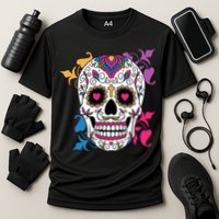 Candy Floral Graphic Skull Design Performance Shirt
