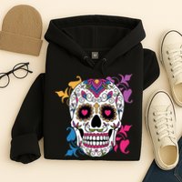 Candy Floral Graphic Skull Design Hoodie