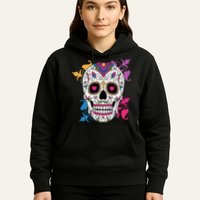 Candy Floral Graphic Skull Design Hoodie