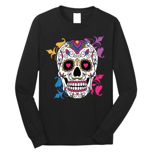 Candy Floral Graphic Skull Design Long Sleeve Shirt