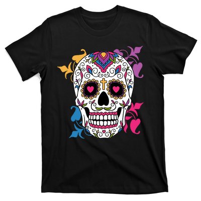 Candy Floral Graphic Skull Design T-Shirt