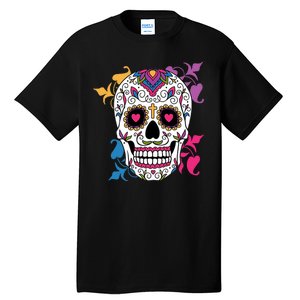 Candy Floral Graphic Skull Design Tall T-Shirt