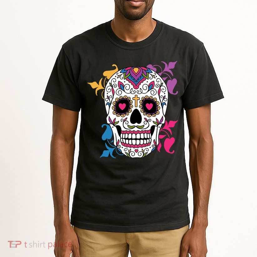 Candy Floral Graphic Skull Design Tall T-Shirt