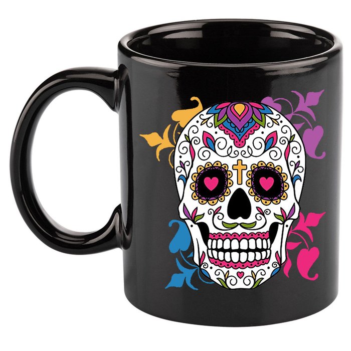Candy Floral Graphic Skull Design 11oz C Handle Ceramic Mug
