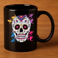 Candy Floral Graphic Skull Design 11oz C Handle Ceramic Mug