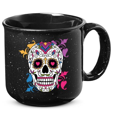 Candy Floral Graphic Skull Design 15oz Campfire Ceramic Mug