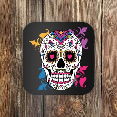 Candy Floral Graphic Skull Design Coaster