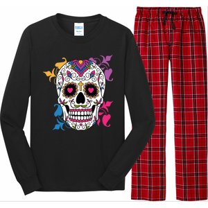 Candy Floral Graphic Skull Design Long Sleeve Pajama Set