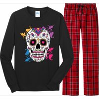 Candy Floral Graphic Skull Design Long Sleeve Pajama Set