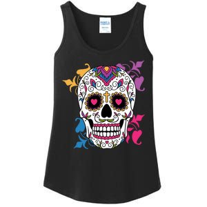 Candy Floral Graphic Skull Design Ladies Essential Tank