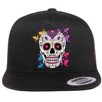 Candy Floral Graphic Skull Design Flatbill Hat