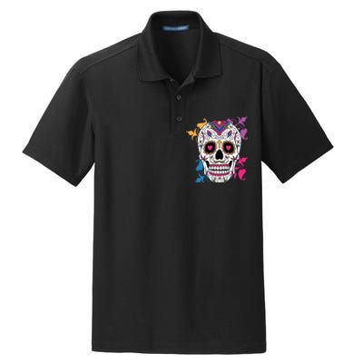 Candy Floral Graphic Skull Design Dry Zone Grid Polo