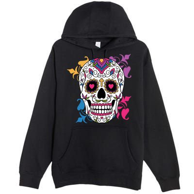 Candy Floral Graphic Skull Design Premium Pullover Hoodie