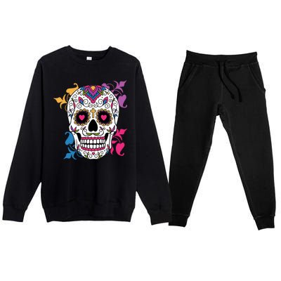 Candy Floral Graphic Skull Design Premium Crewneck Sweatsuit Set