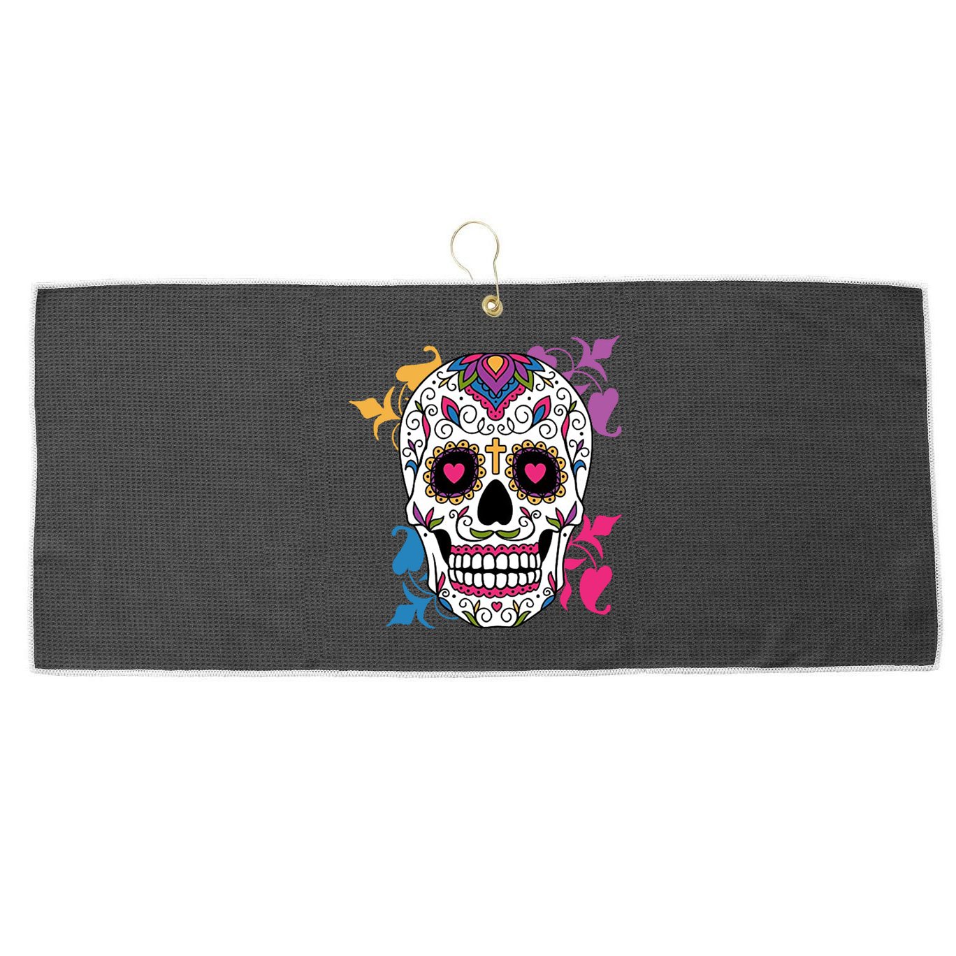 Candy Floral Graphic Skull Design Large Microfiber Waffle Golf Towel