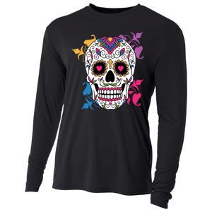 Candy Floral Graphic Skull Design Cooling Performance Long Sleeve Crew