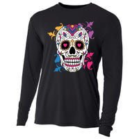 Candy Floral Graphic Skull Design Cooling Performance Long Sleeve Crew