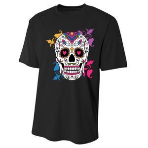 Candy Floral Graphic Skull Design Performance Sprint T-Shirt