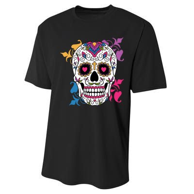 Candy Floral Graphic Skull Design Performance Sprint T-Shirt