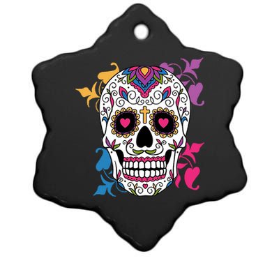 Candy Floral Graphic Skull Design Ceramic Star Ornament