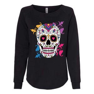 Candy Floral Graphic Skull Design Womens California Wash Sweatshirt