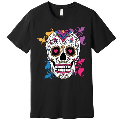 Candy Floral Graphic Skull Design Premium T-Shirt