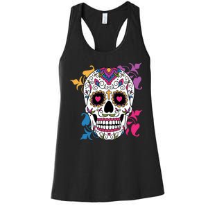 Candy Floral Graphic Skull Design Women's Racerback Tank