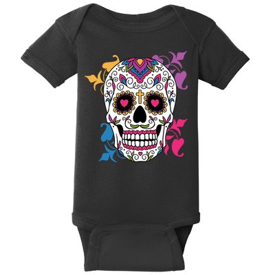 Candy Floral Graphic Skull Design Baby Bodysuit