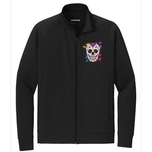 Candy Floral Graphic Skull Design Stretch Full-Zip Cadet Jacket