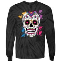 Candy Floral Graphic Skull Design Tie-Dye Long Sleeve Shirt