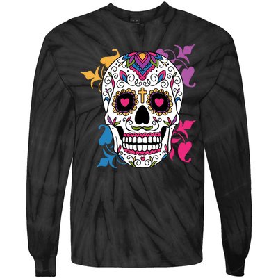 Candy Floral Graphic Skull Design Tie-Dye Long Sleeve Shirt