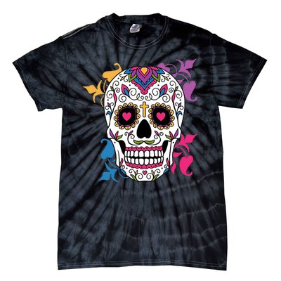 Candy Floral Graphic Skull Design Tie-Dye T-Shirt