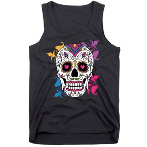 Candy Floral Graphic Skull Design Tank Top