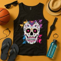 Candy Floral Graphic Skull Design Tank Top