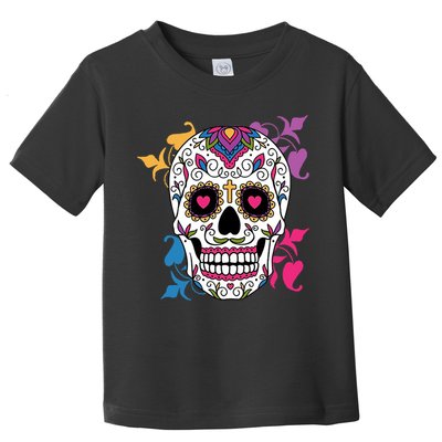 Candy Floral Graphic Skull Design Toddler T-Shirt