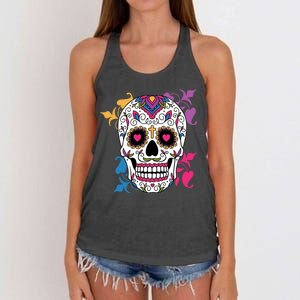 Candy Floral Graphic Skull Design Women's Knotted Racerback Tank