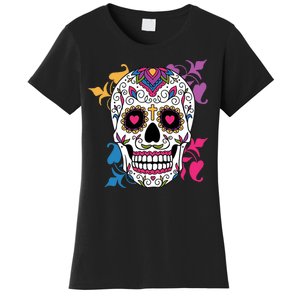 Candy Floral Graphic Skull Design Women's T-Shirt