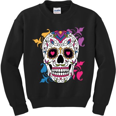 Candy Floral Graphic Skull Design Kids Sweatshirt