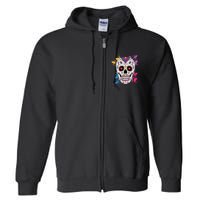 Candy Floral Graphic Skull Design Full Zip Hoodie