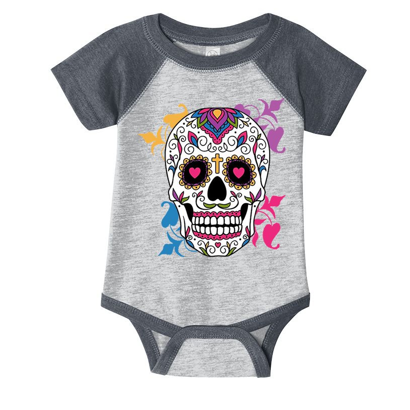 Candy Floral Graphic Skull Design Infant Baby Jersey Bodysuit