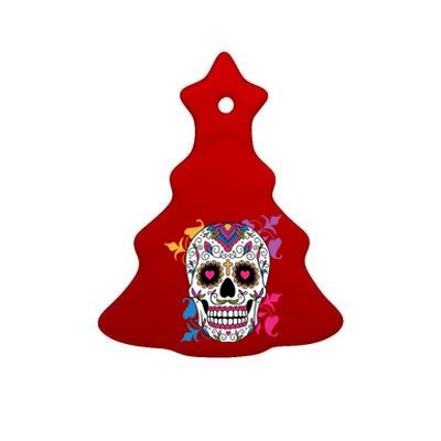 Candy Floral Graphic Skull Design Ceramic Tree Ornament