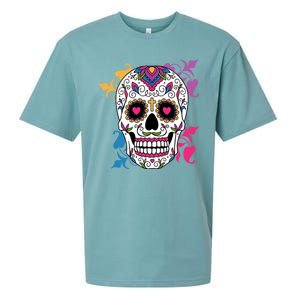 Candy Floral Graphic Skull Design Sueded Cloud Jersey T-Shirt