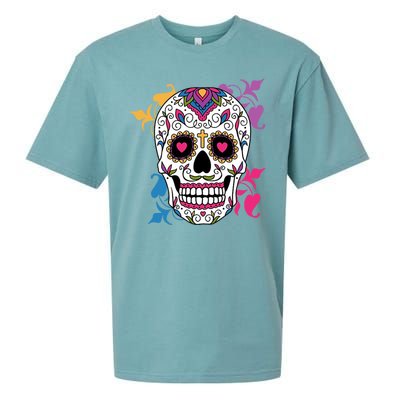 Candy Floral Graphic Skull Design Sueded Cloud Jersey T-Shirt