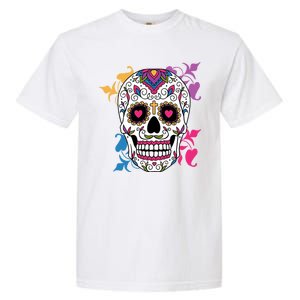 Candy Floral Graphic Skull Design Garment-Dyed Heavyweight T-Shirt