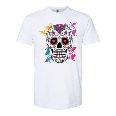 Candy Floral Graphic Skull Design Softstyle® CVC T-Shirt