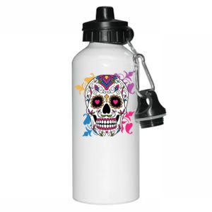 Candy Floral Graphic Skull Design Aluminum Water Bottle 