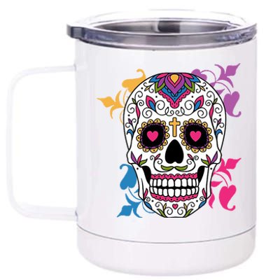 Candy Floral Graphic Skull Design 12 oz Stainless Steel Tumbler Cup